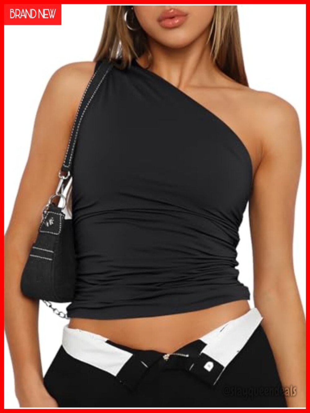 One Shoulder Crop Top Sleeveless Asymmetrical Going Out Shirt